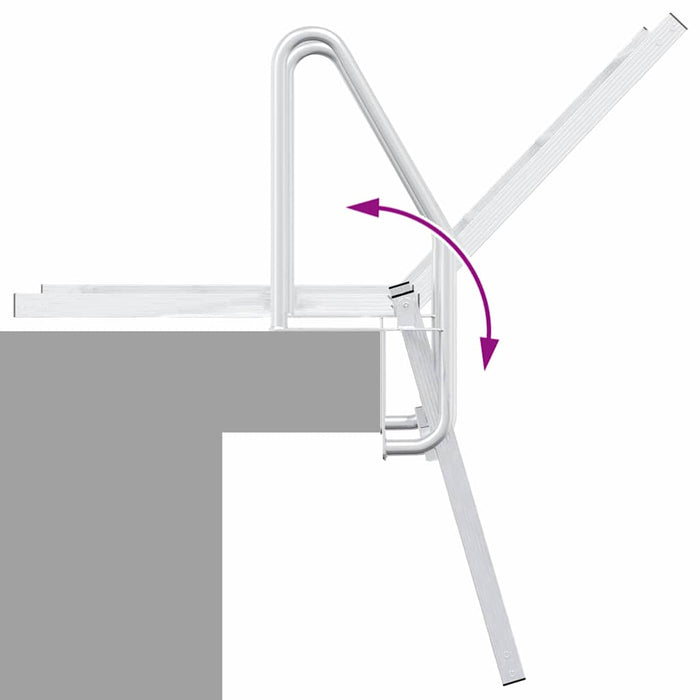 vidaXL Scala da Molo 3 Gradini Argento 58 x 77 x 144 cm Alluminio
