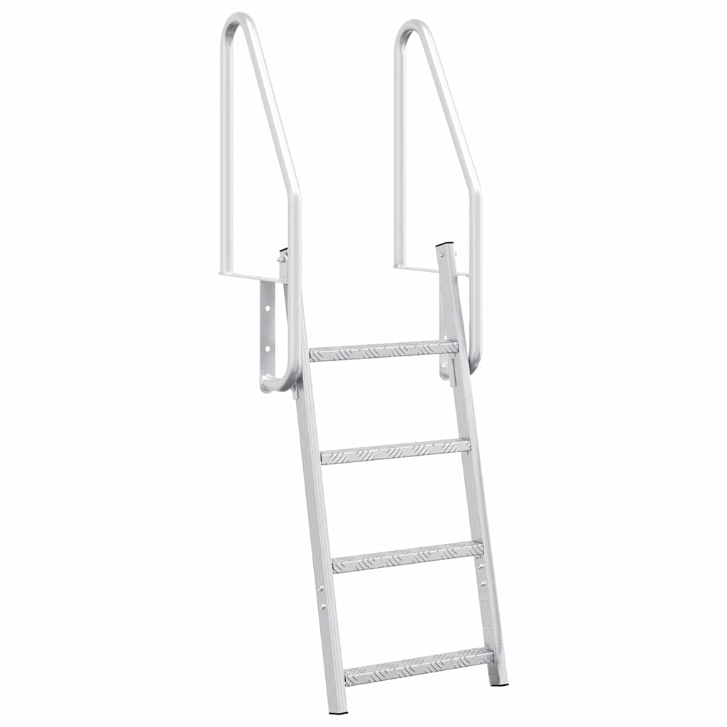vidaXL Scala da molo 4 gradini Argento 58 x 77 x 166 cm Alluminio