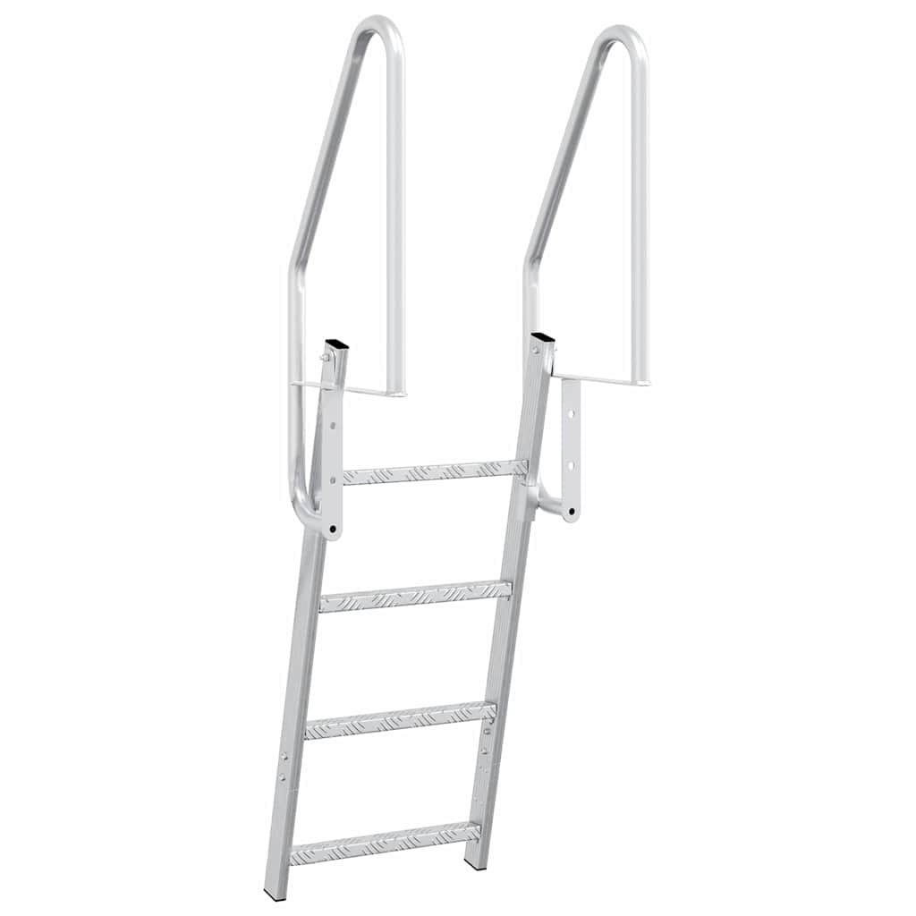 vidaXL Scala da molo 4 gradini Argento 58 x 77 x 166 cm Alluminio