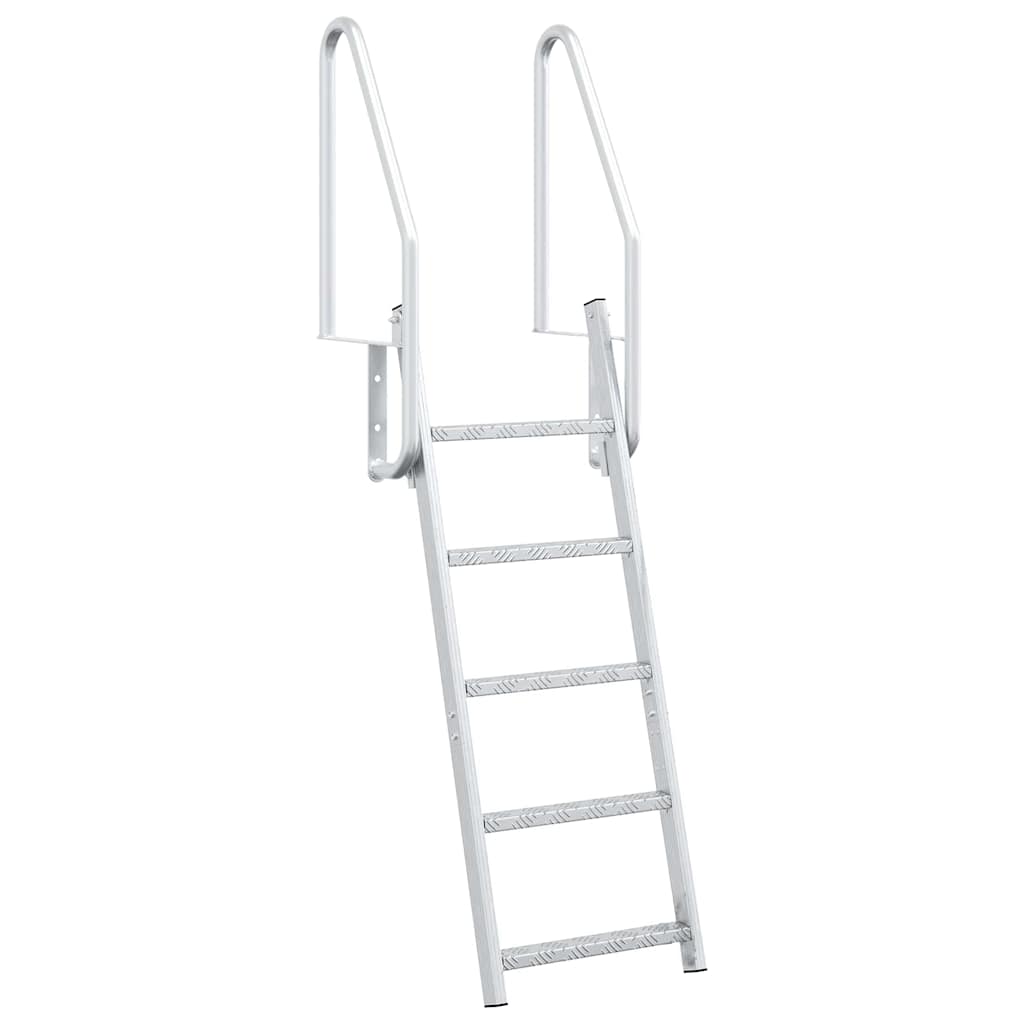 vidaXL Scala da Molo 5 Gradini Argento 58 x 77 x 191 cm Alluminio