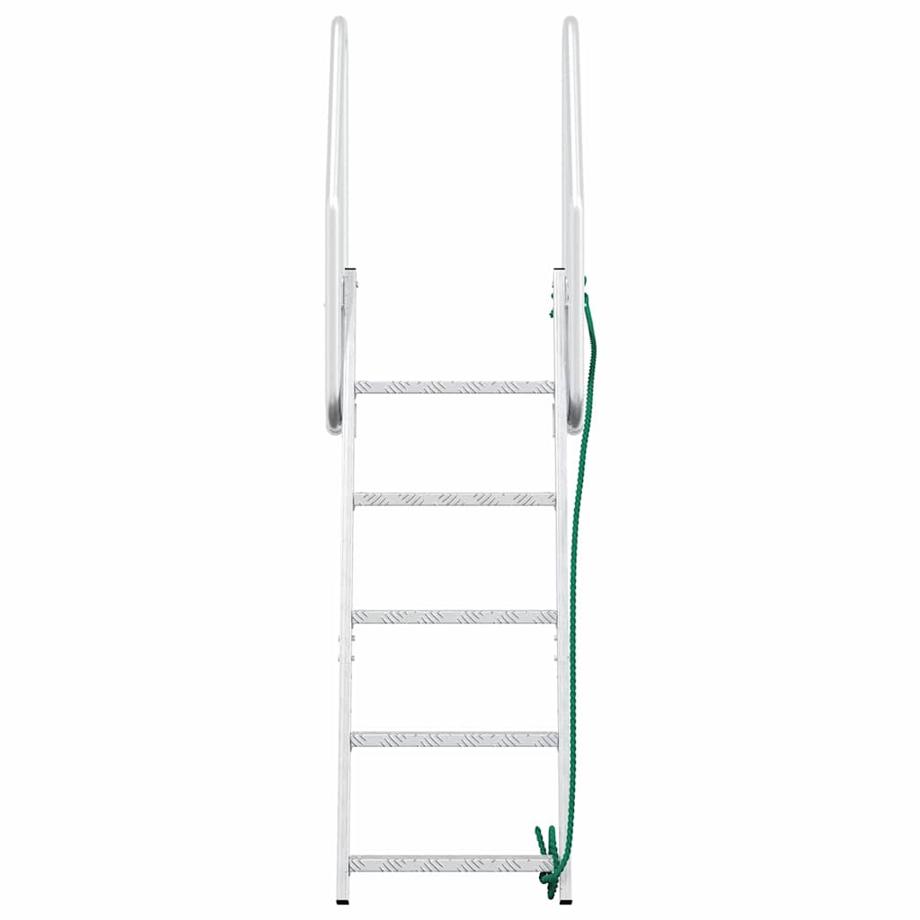 vidaXL Scala da Molo 5 Gradini Argento 58 x 77 x 191 cm Alluminio