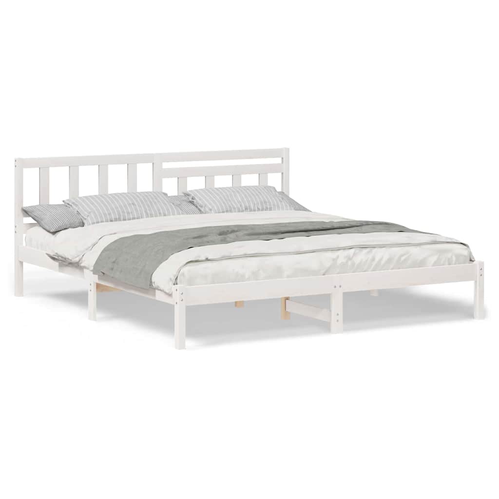 vidaXL Struttura del letto Bianco 200 x 200 cm Legno di pino massello