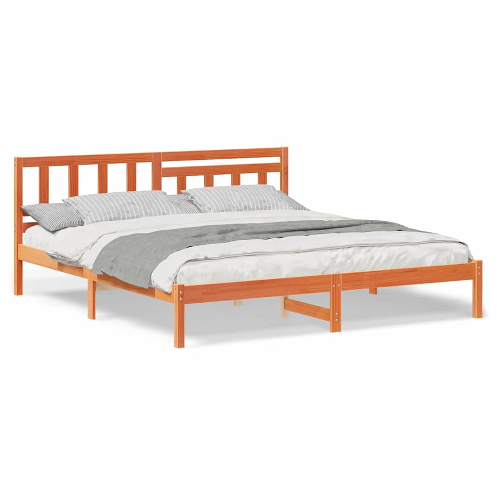 vidaXL Struttura del letto con testiera Cera marrone 200 x 200 cm