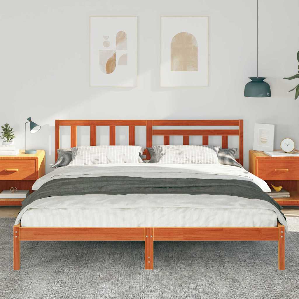 vidaXL Struttura del letto con testiera Cera marrone 180 x 200 cm