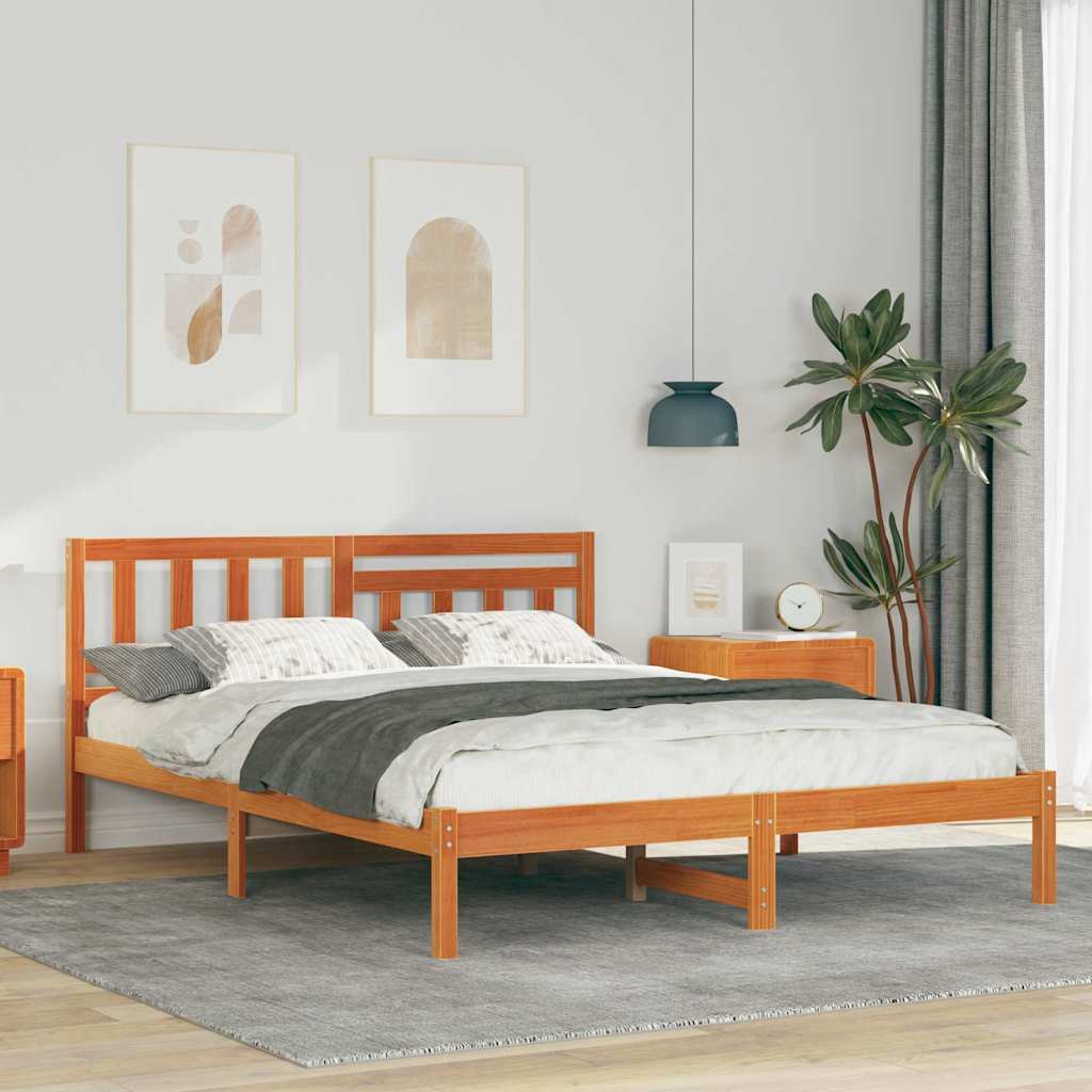 vidaXL Struttura del letto con testiera Cera marrone 140 x 200 cm