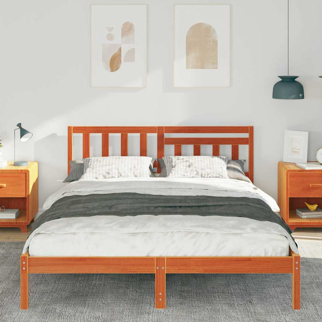 vidaXL Struttura del letto con testiera Cera marrone 140 x 200 cm