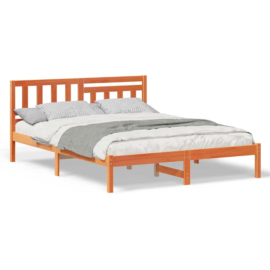 vidaXL Struttura del letto con testiera Cera marrone 140 x 200 cm
