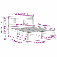 Struttura del letto con testiera-Giroletto con Testiera Cera marrone 135 x 190 cm