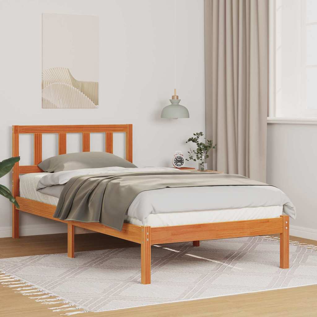 vidaXL Struttura del letto con testiera Cera marrone 75 x 190 cm