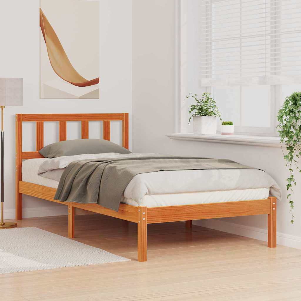 vidaXL Struttura del letto con testiera Cera marrone 75 x 190 cm