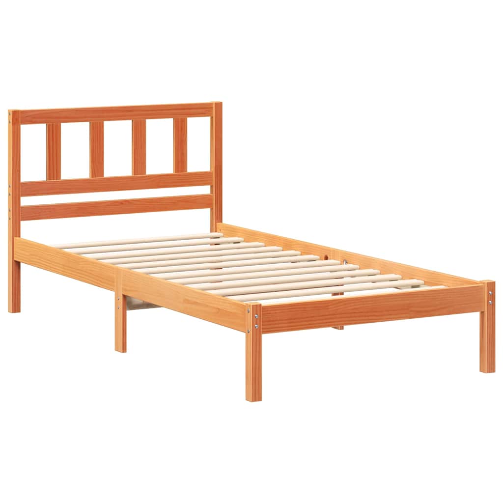 vidaXL Struttura del letto con testiera Cera marrone 75 x 190 cm