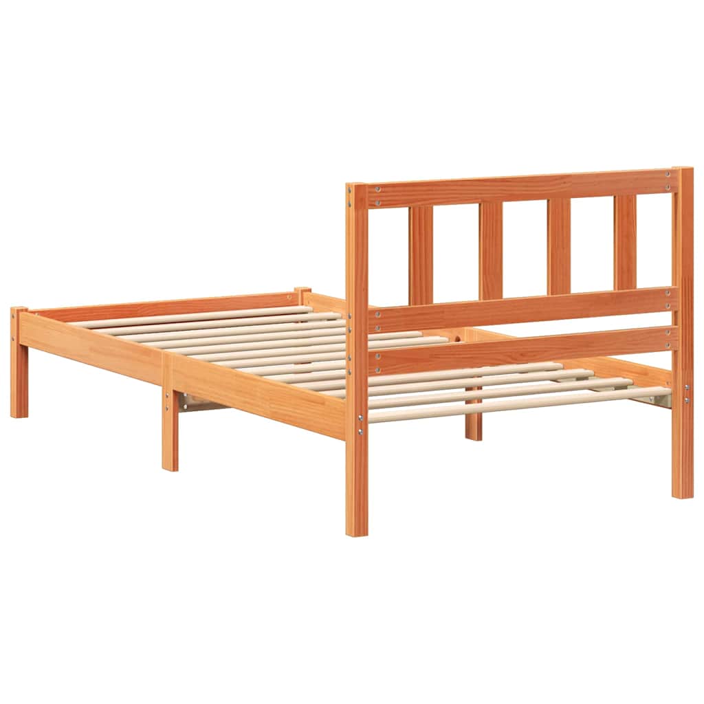 vidaXL Struttura del letto con testiera Cera marrone 75 x 190 cm