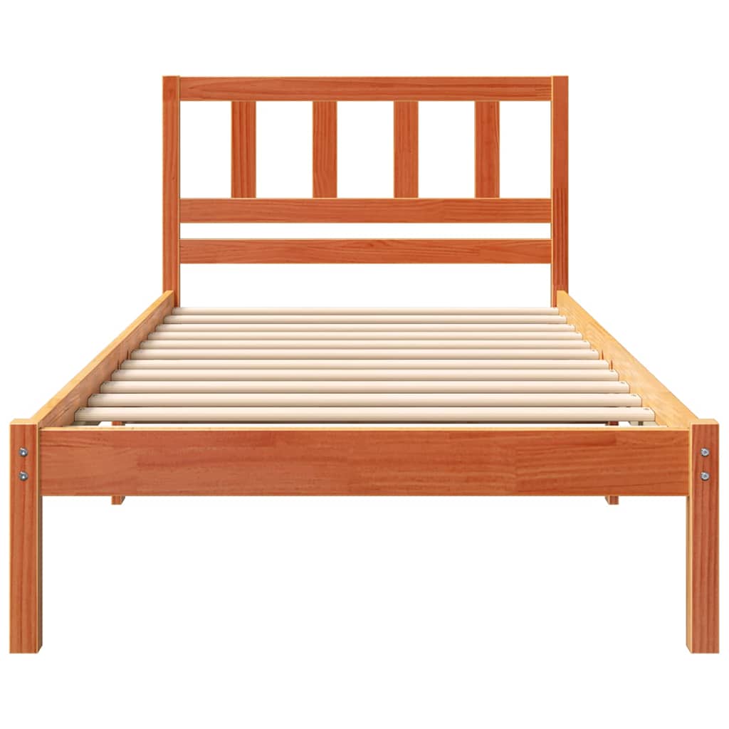 vidaXL Struttura del letto con testiera Cera marrone 75 x 190 cm