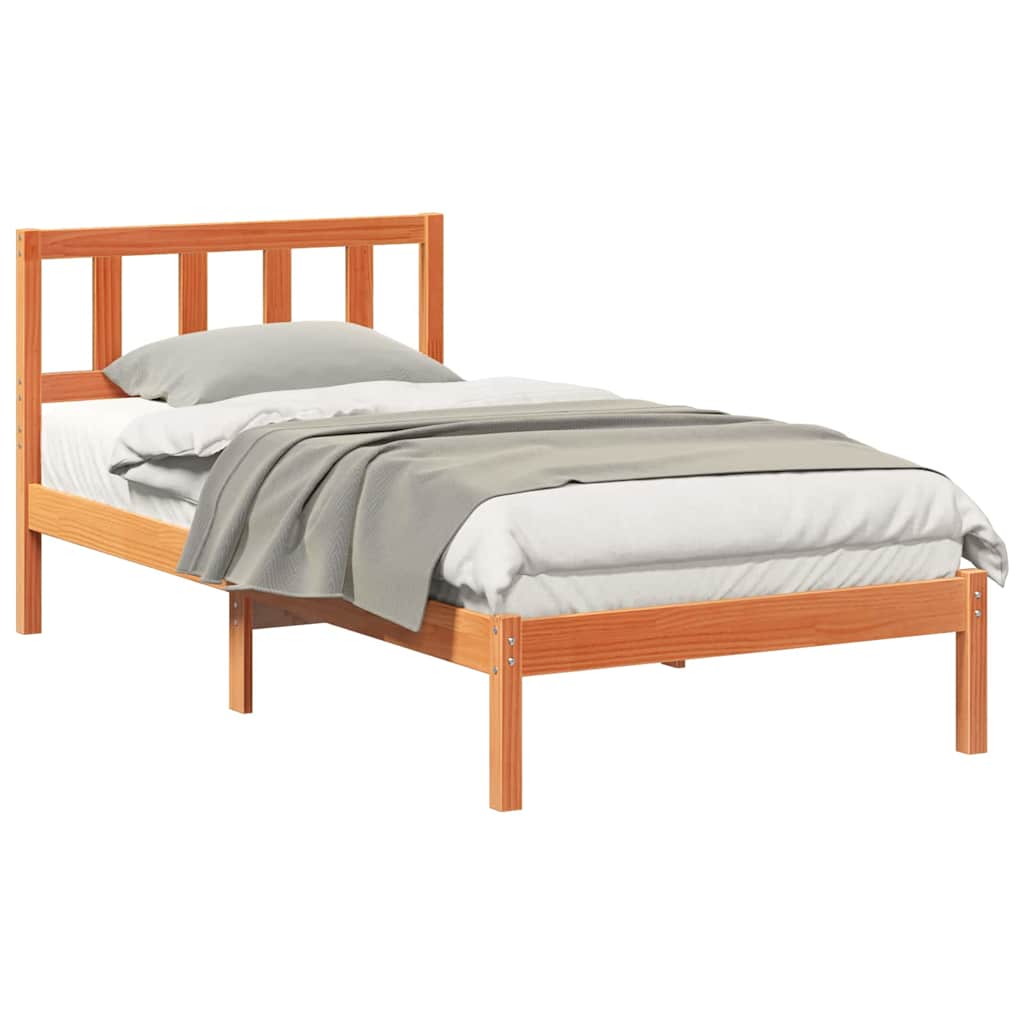 vidaXL Struttura del letto con testiera Cera marrone 75 x 190 cm