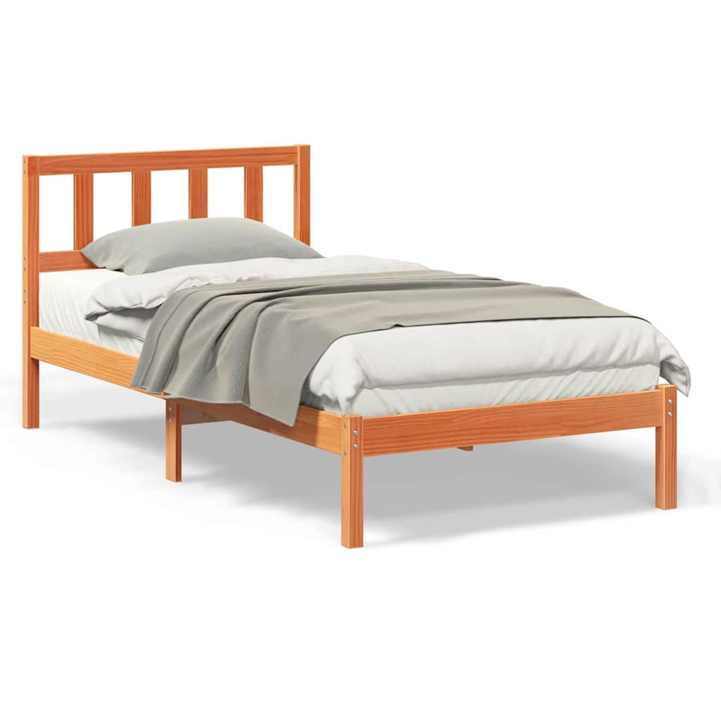 vidaXL Struttura del letto con testiera Cera marrone 75 x 190 cm
