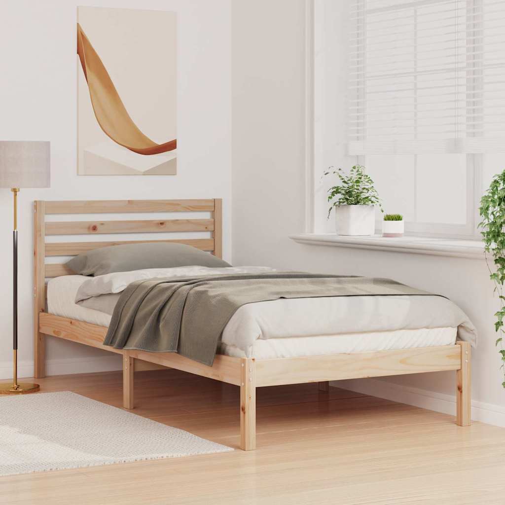 vidaXL Struttura del letto Marrone 90 x 200 cm Legno di pino massello