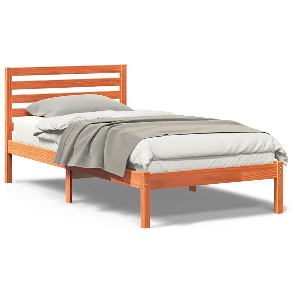 vidaXL Struttura del letto con testiera Cera marrone 90 x 200 cm