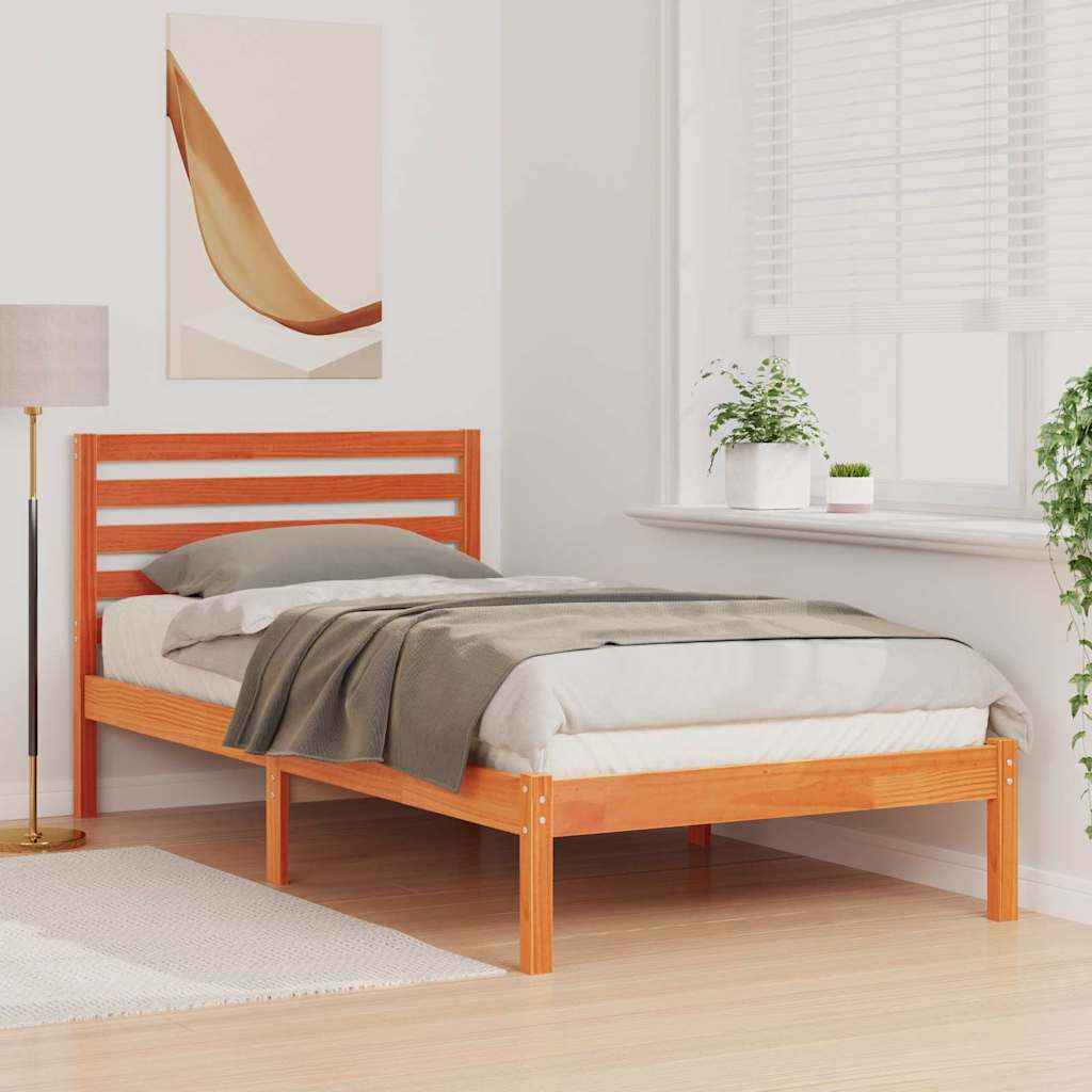 vidaXL Struttura del letto con testiera Cera marrone 75 x 190 cm