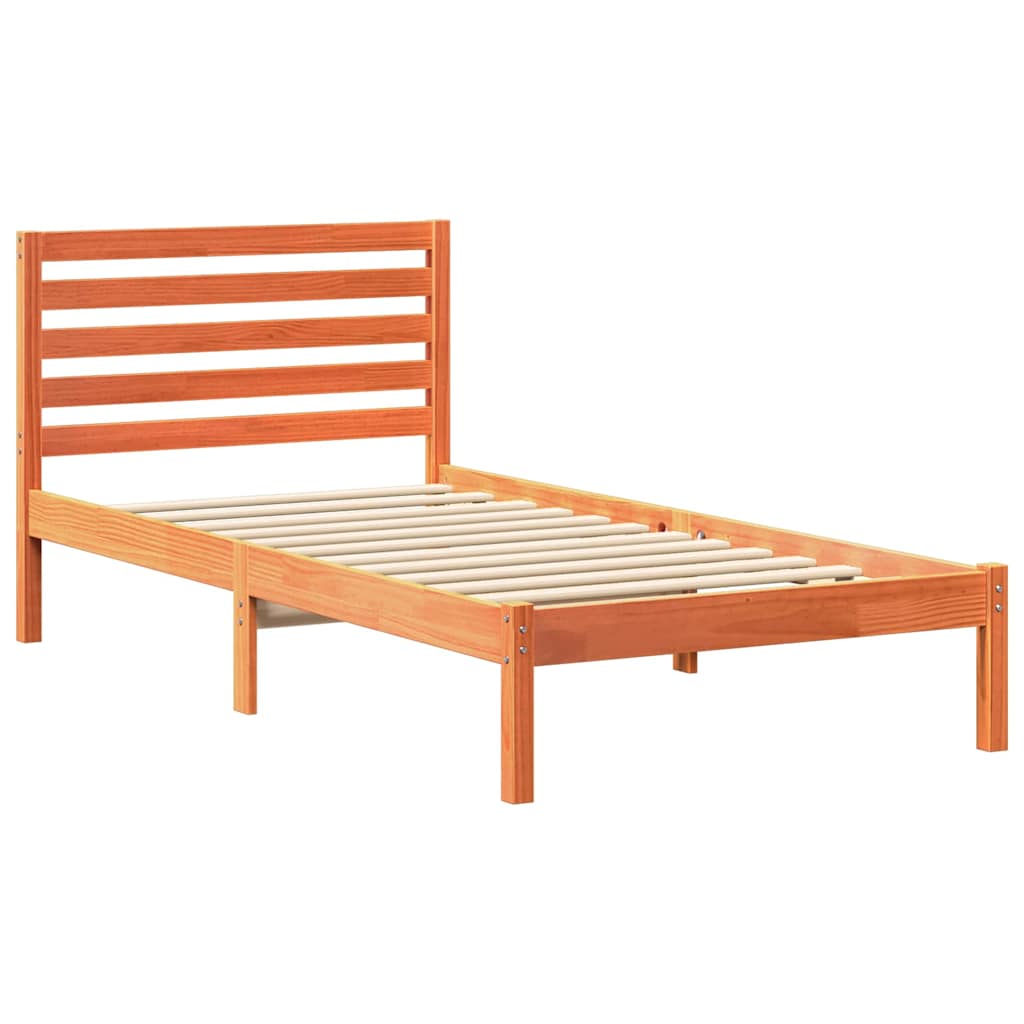 vidaXL Struttura del letto con testiera Cera marrone 75 x 190 cm