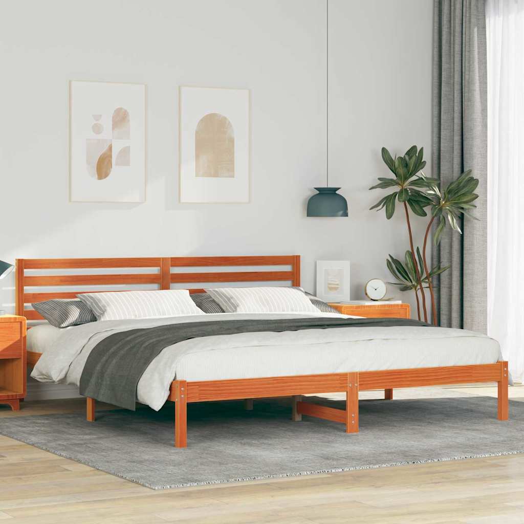 vidaXL Struttura del letto con testiera Cera marrone 180 x 200 cm