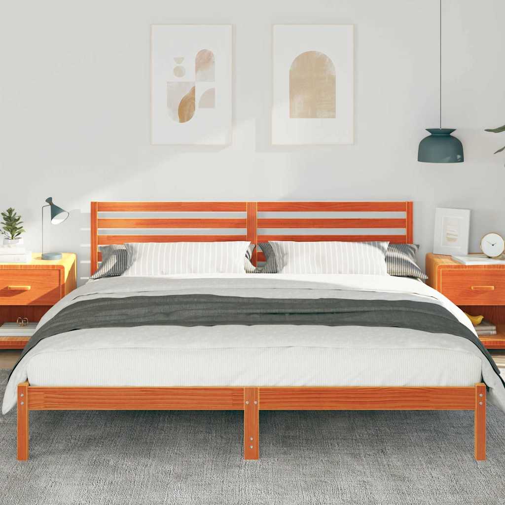 vidaXL Struttura del letto con testiera Cera marrone 180 x 200 cm