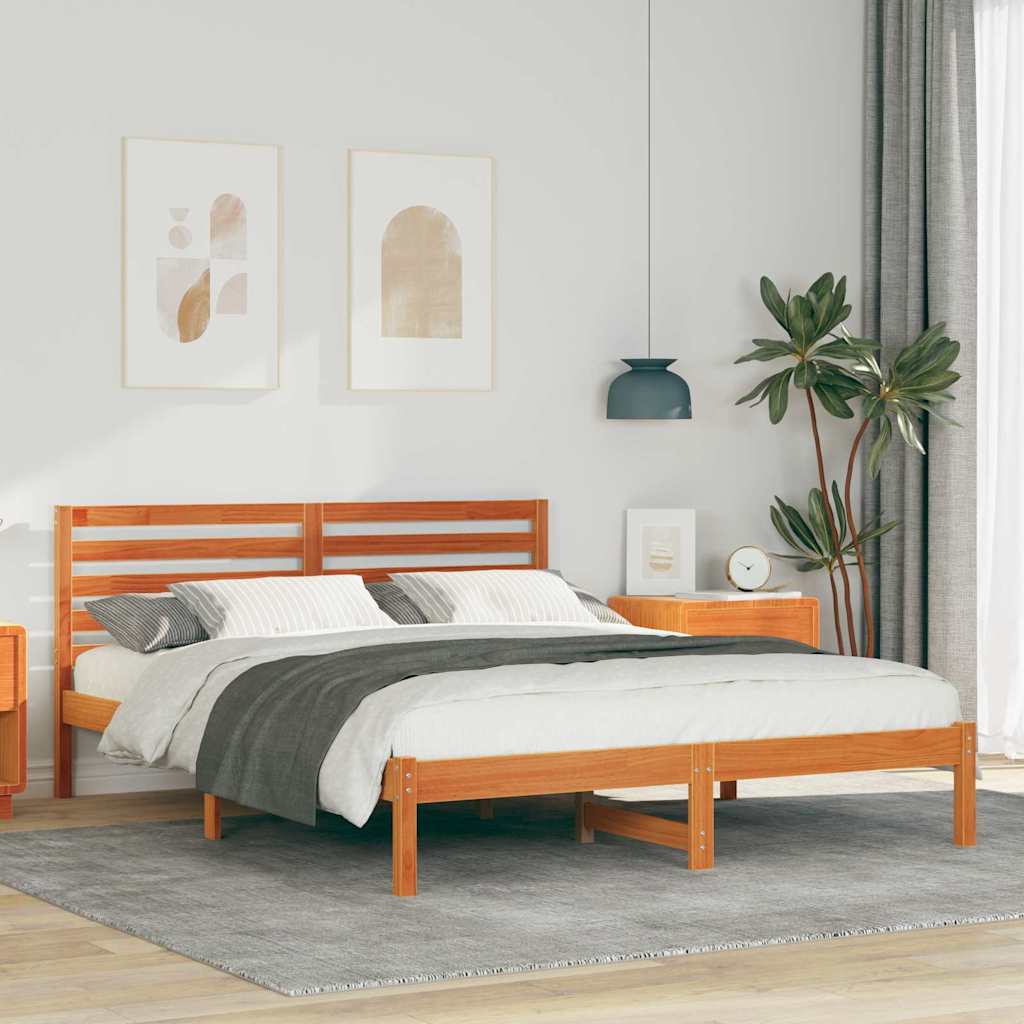 vidaXL Struttura del letto con testiera Cera marrone 140 x 200 cm