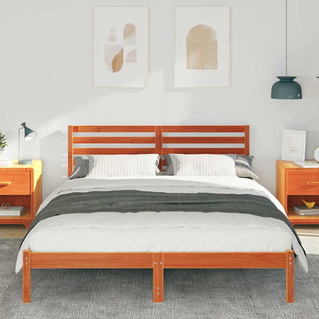 vidaXL Struttura del letto con testiera Cera marrone 140 x 200 cm