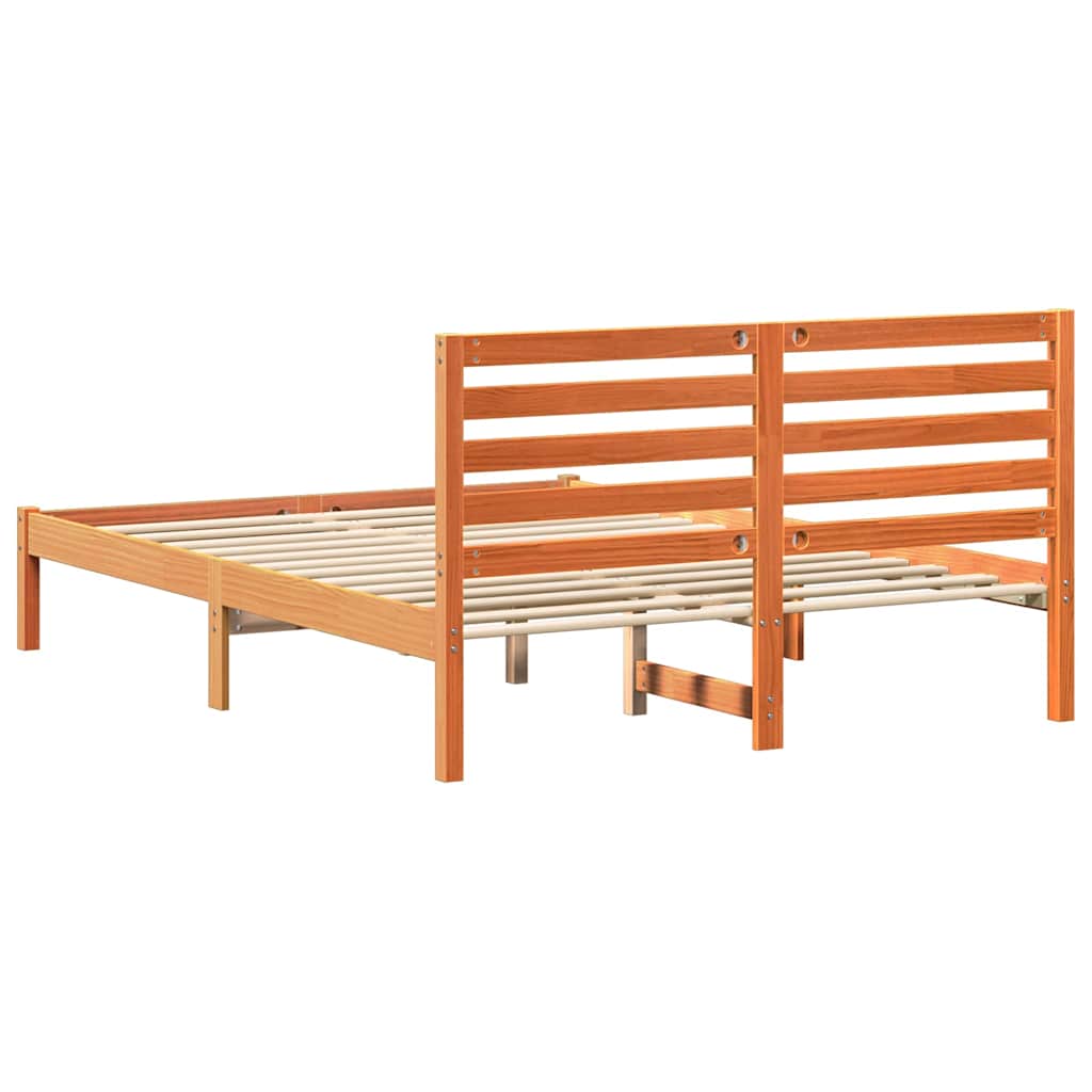 vidaXL Struttura del letto con testiera Cera marrone 140 x 190 cm