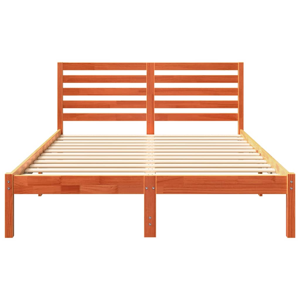 vidaXL Struttura del letto con testiera Cera marrone 140 x 190 cm