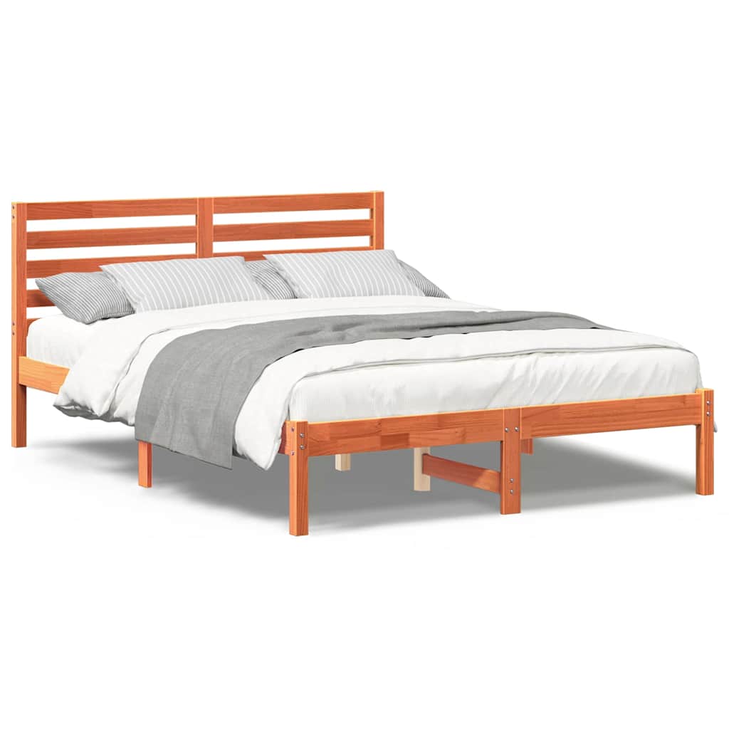 vidaXL Struttura del letto con testiera Cera marrone 140 x 190 cm