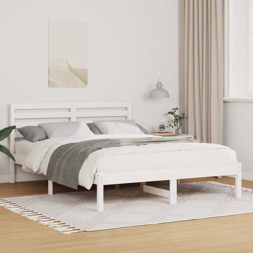 vidaXL Struttura del letto Bianco 135 x 190 cm Legno di pino massello