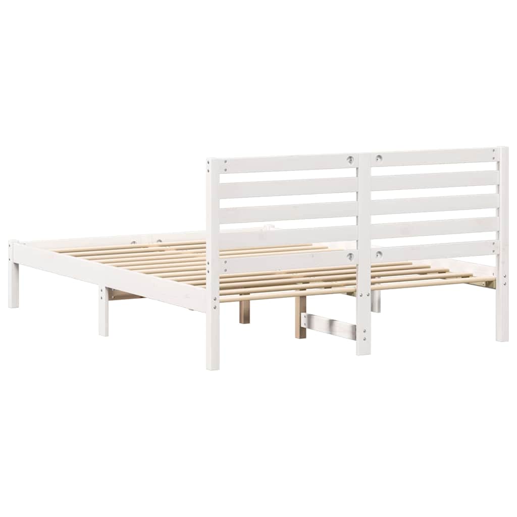 vidaXL Struttura del letto Bianco 135 x 190 cm Legno di pino massello