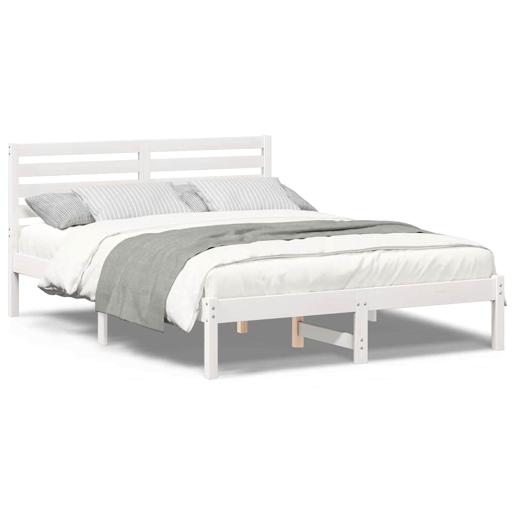 vidaXL Struttura del letto Bianco 135 x 190 cm Legno di pino massello