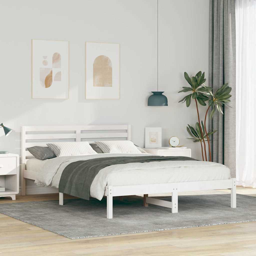 vidaXL Struttura del letto Bianco 140 x 210 cm Legno di pino massello