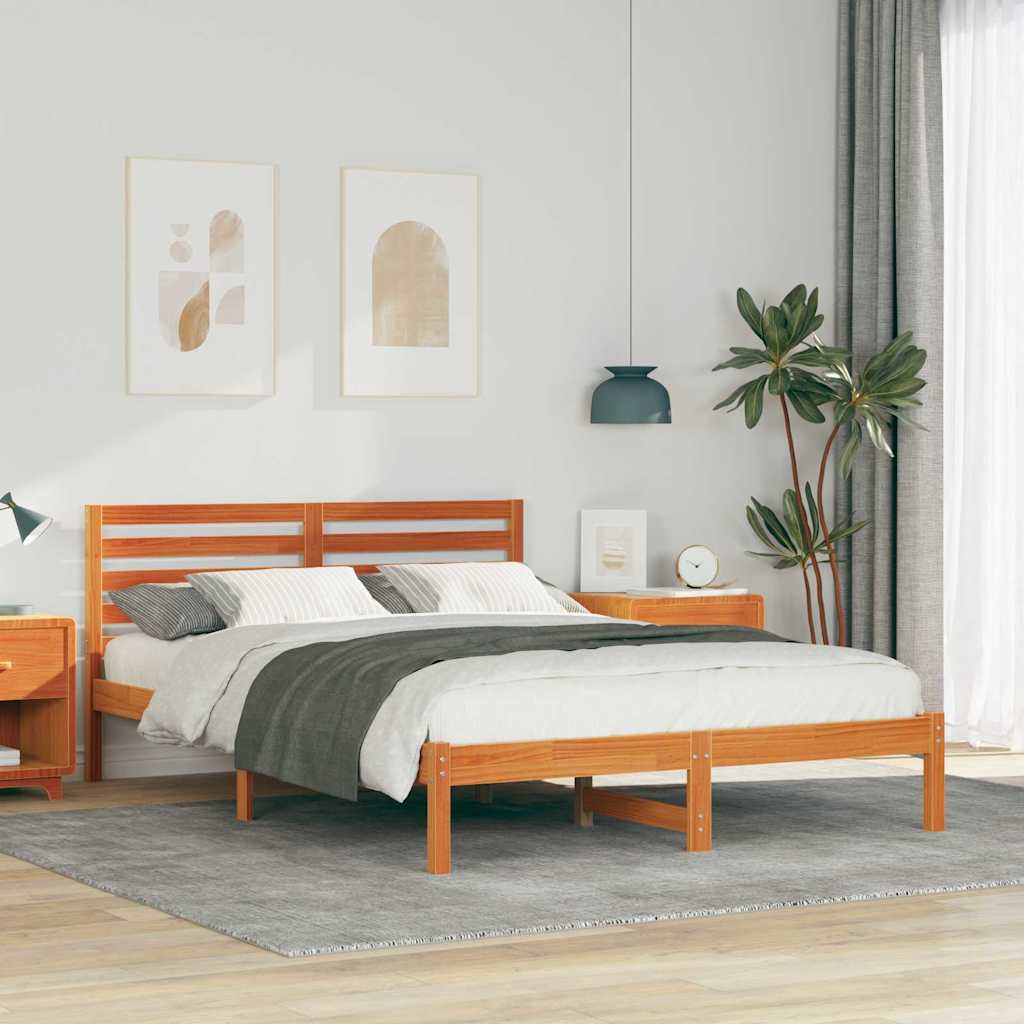 vidaXL Struttura del letto con testiera Cera marrone 140 x 210 cm