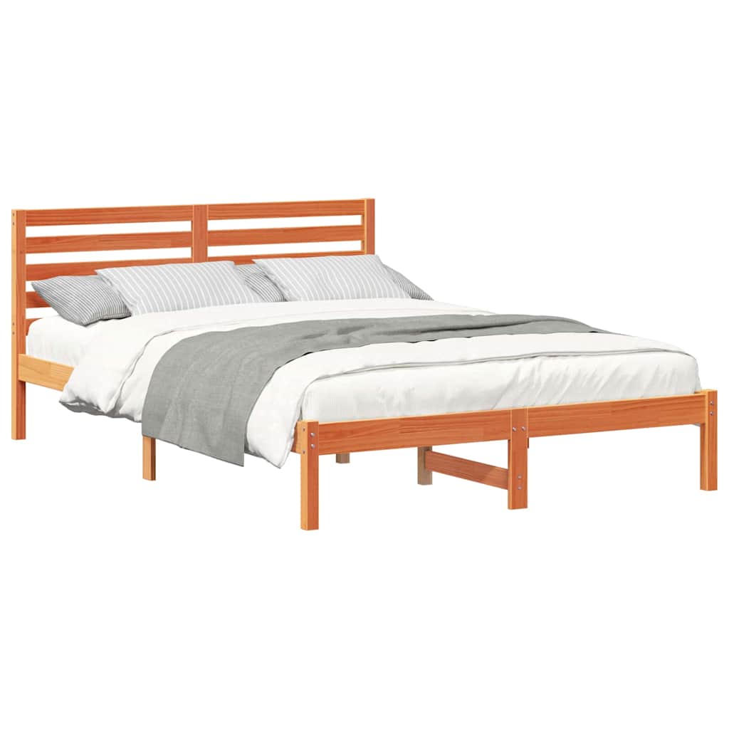 vidaXL Struttura del letto con testiera Cera marrone 140 x 210 cm