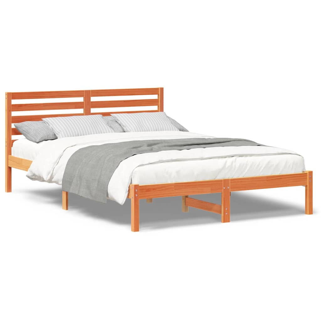vidaXL Struttura del letto con testiera Cera marrone 140 x 210 cm