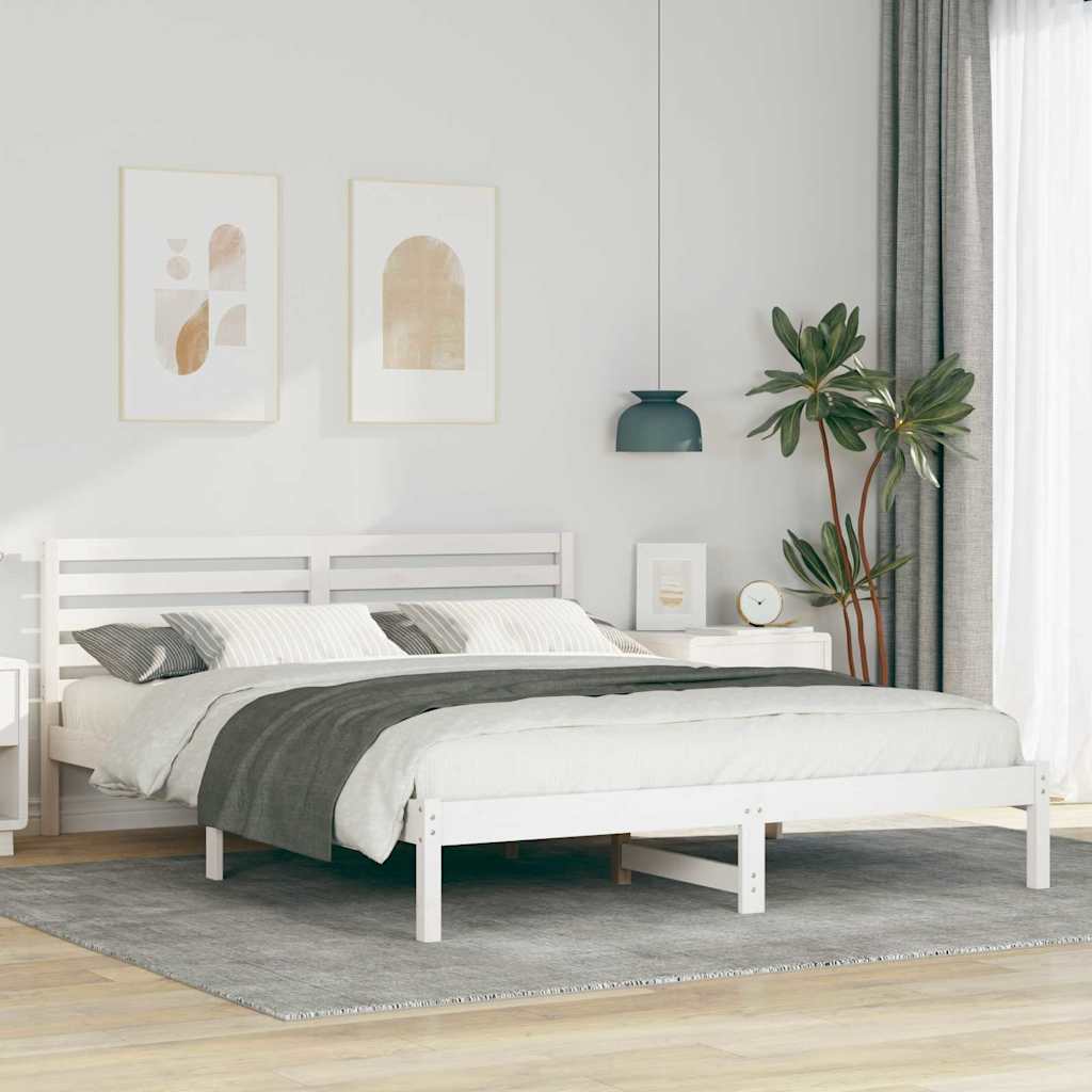 vidaXL Struttura del letto Bianco 160 x 210 cm Legno di pino massello