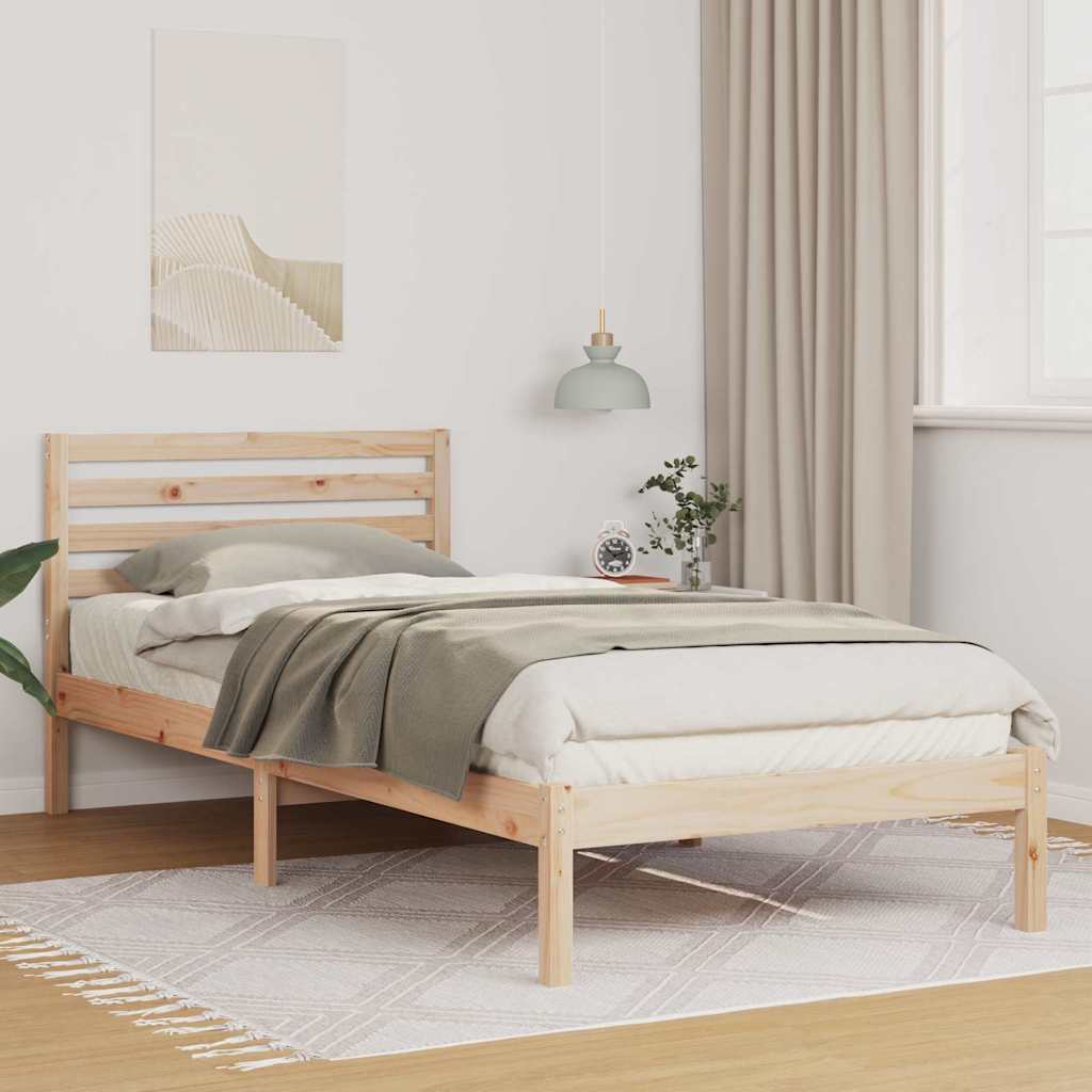 vidaXL Struttura del letto Marrone 100 x 220 cm Legno di pino massello