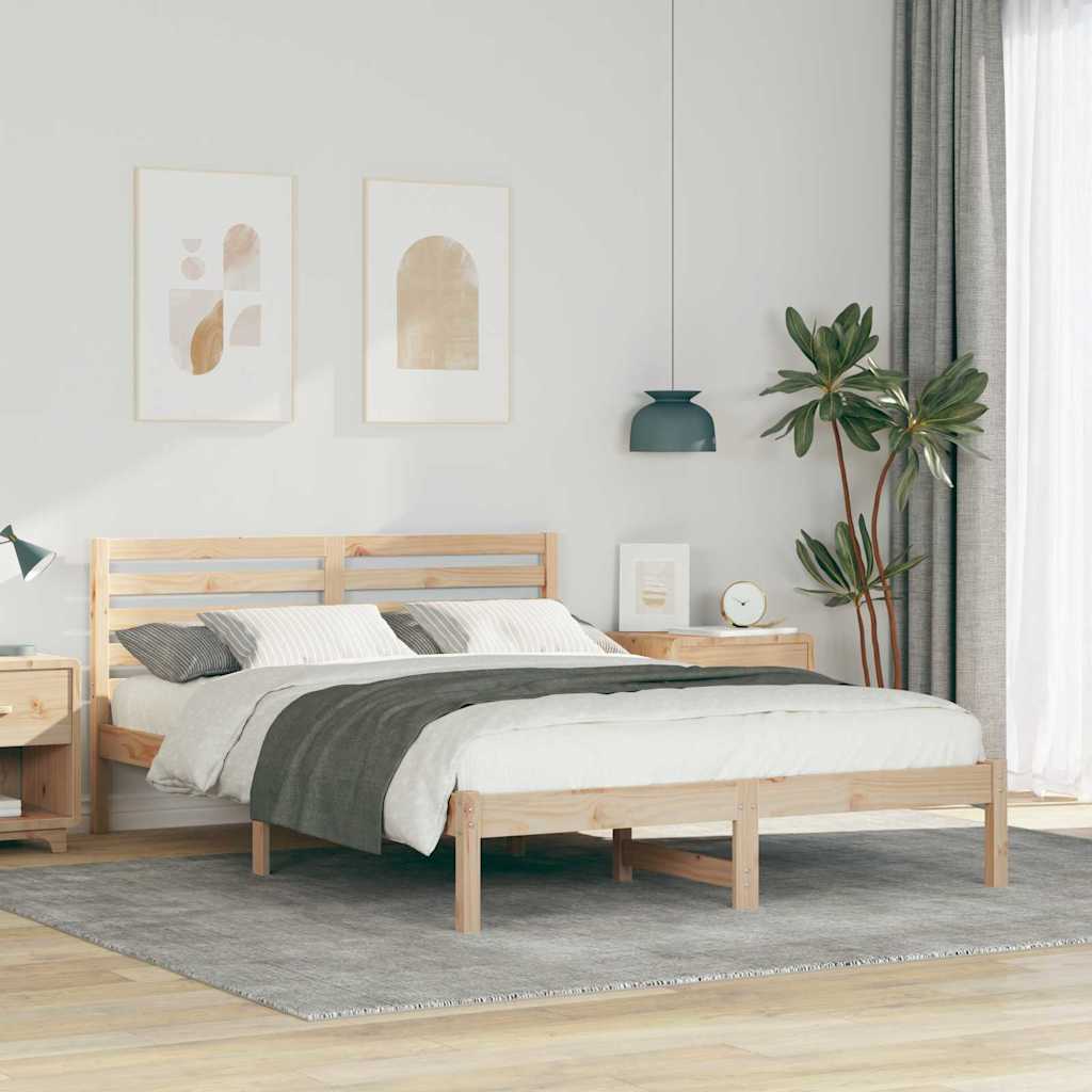 vidaXL Struttura del letto Marrone 140 x 220 cm Legno di pino massello