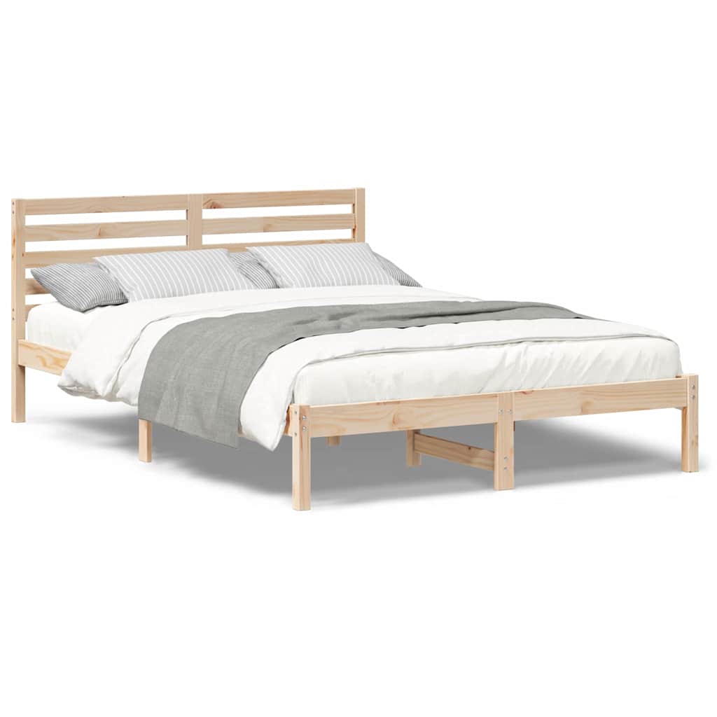 vidaXL Struttura del letto Marrone 140 x 220 cm Legno di pino massello