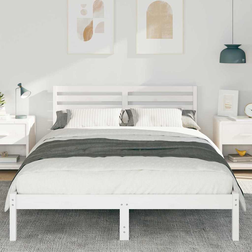 vidaXL Struttura del letto Bianco 140 x 220 cm Legno di pino massello