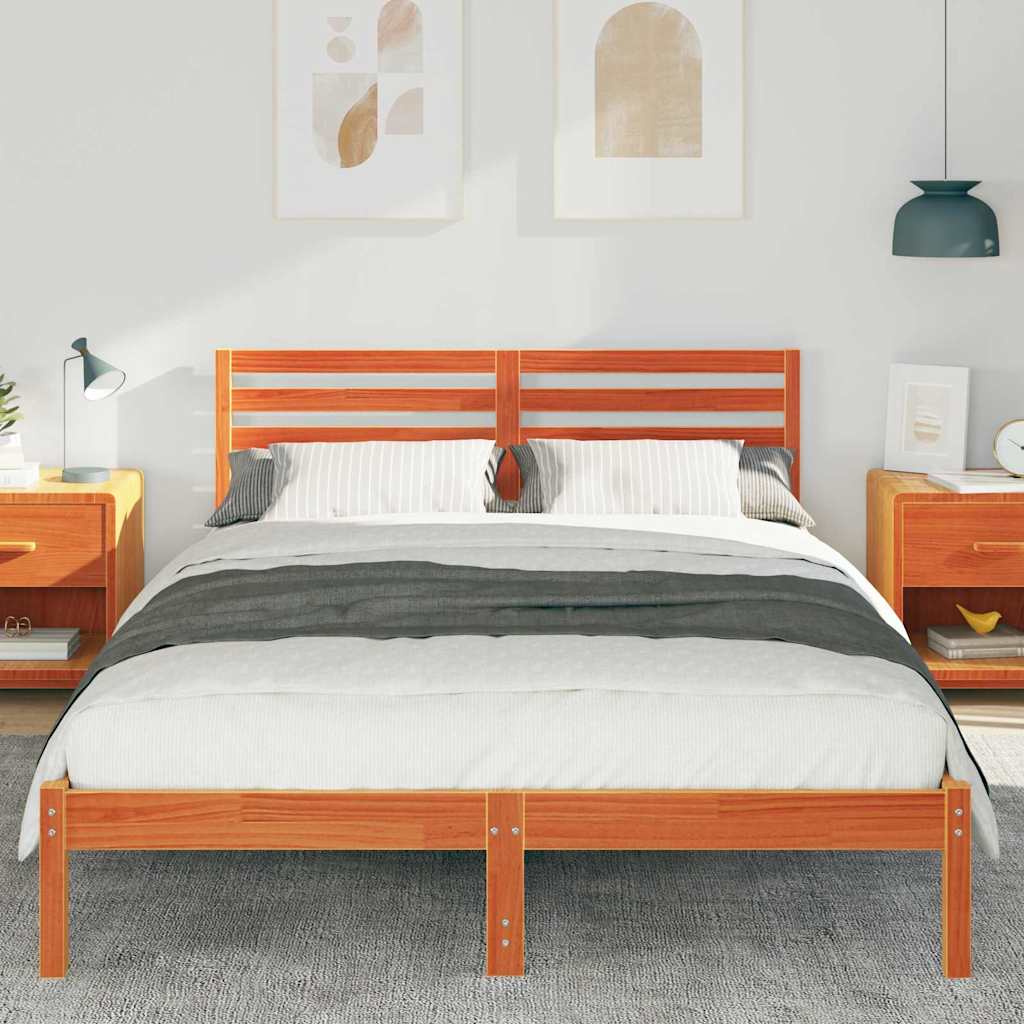 vidaXL Struttura del letto con testiera Cera marrone 140 x 220 cm