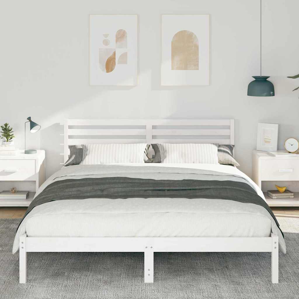vidaXL Struttura del letto Bianco 160 x 220 cm Legno di pino massello