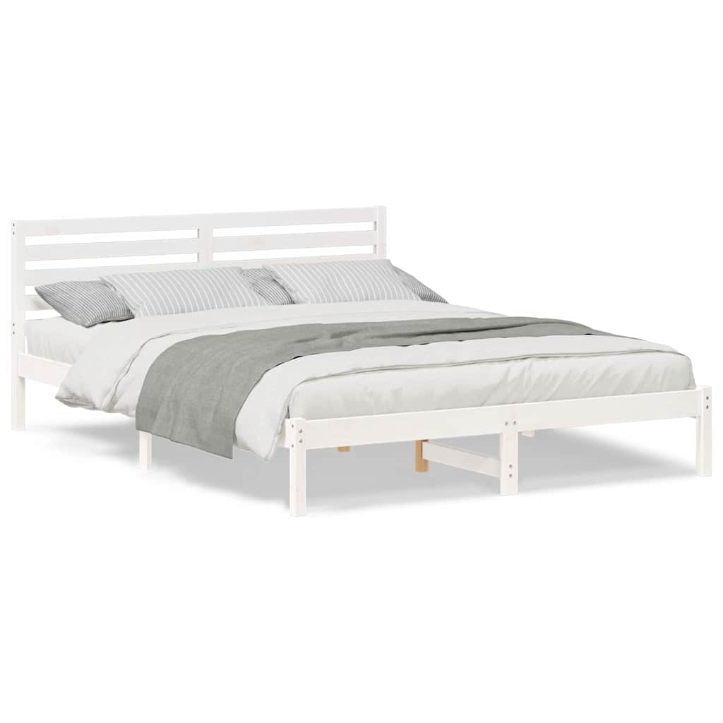 vidaXL Struttura del letto Bianco 160 x 220 cm Legno di pino massello