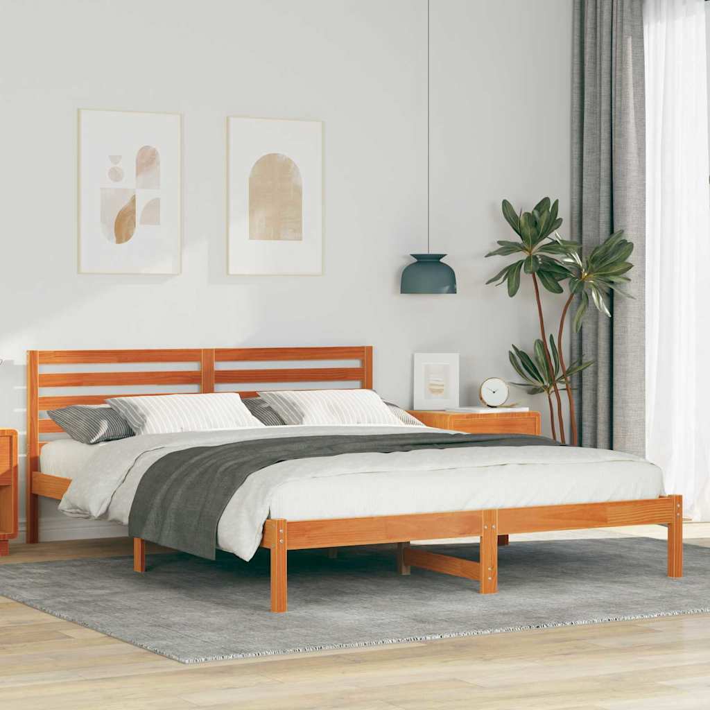 vidaXL Struttura del letto con testiera Cera marrone 160 x 220 cm
