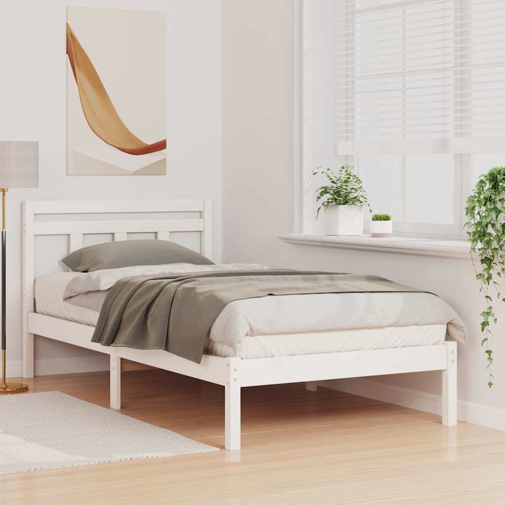 vidaXL Struttura del letto Bianco Legno di pino massello