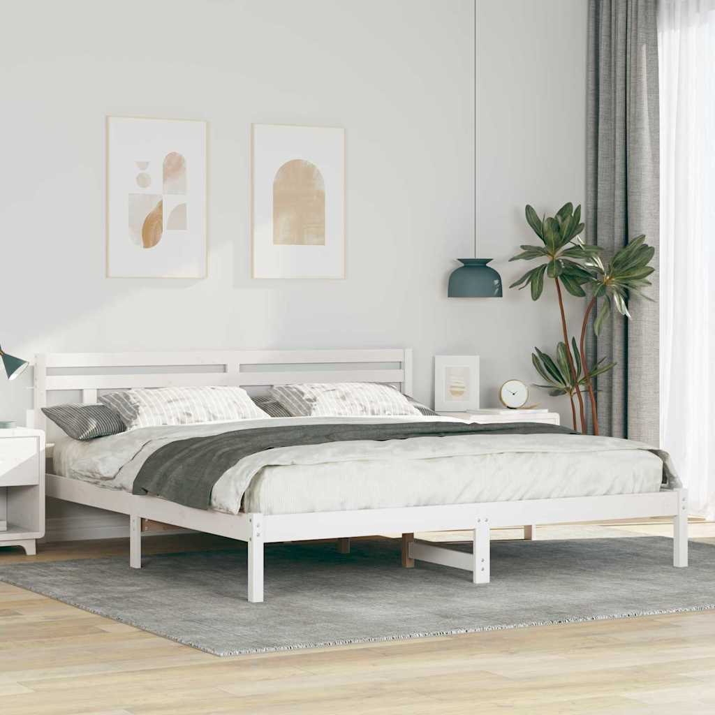 vidaXL Struttura del letto con testiera Bianco Legno di pino massello
