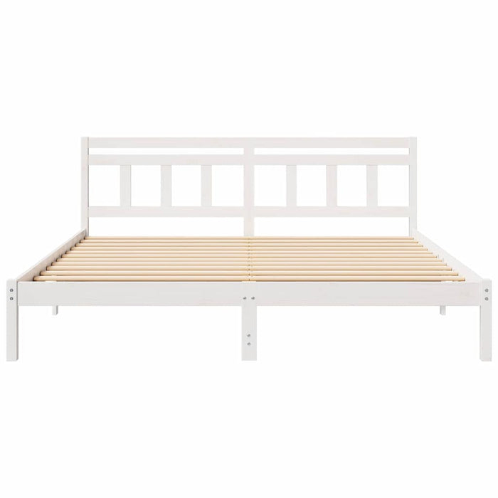 Struttura del letto con testiera-Giroletto con Testiera Bianco Legno di pino massello