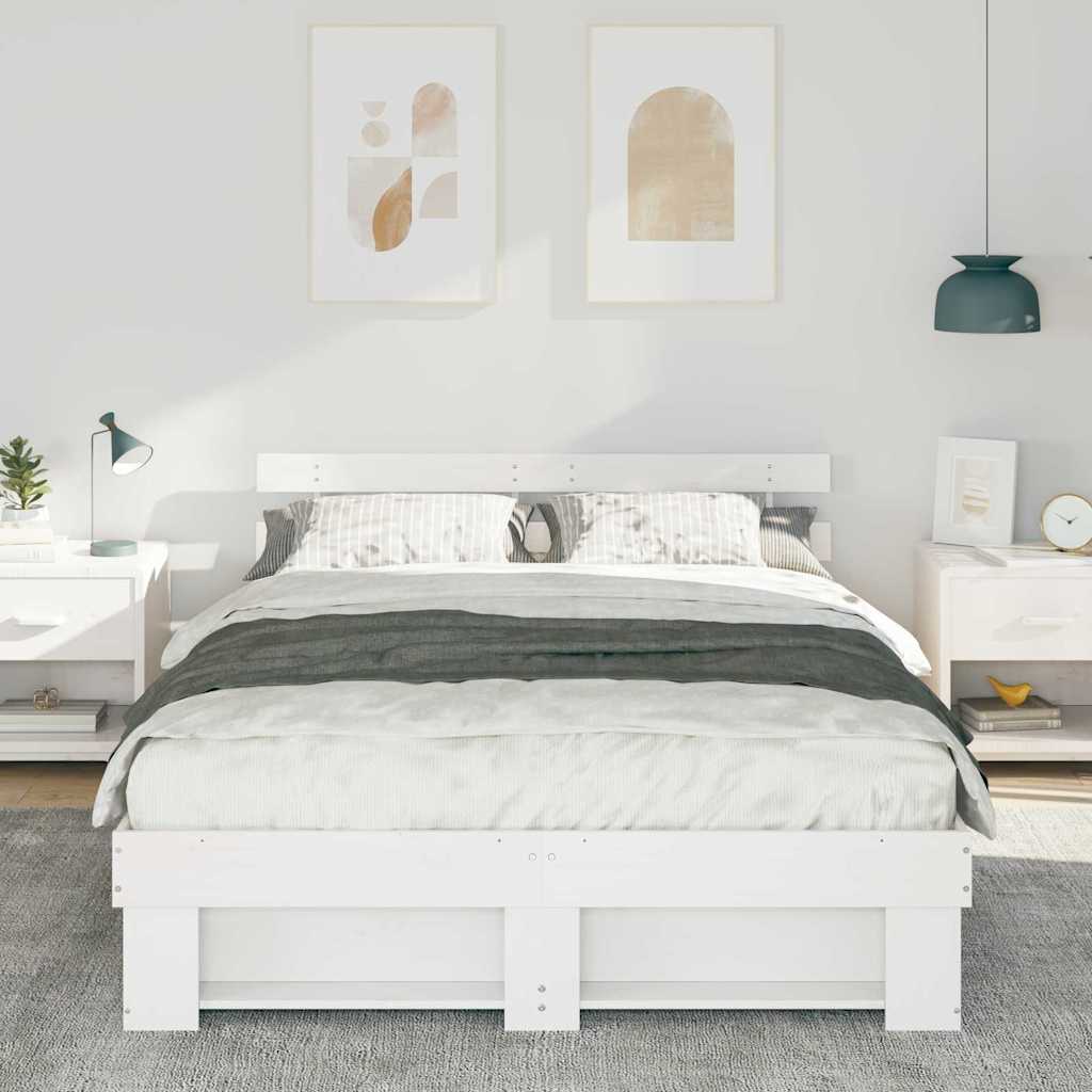 vidaXL Struttura del letto Bianco 160 x 200 cm Legno di pino massello